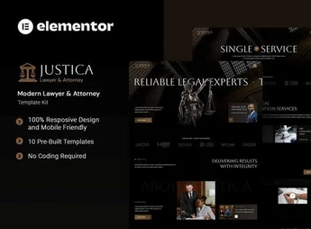 Justica – Modern Lawyer & Attorney Elementor Template Kit