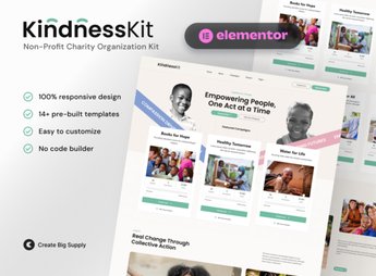 KindnessKit – Non-Profit & Charity Elementor Template Kit – Donation & Fundraising