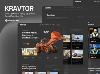 Kravtor – Contractor Heavy Equipment Rental Website Elementor Template Kit