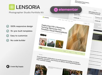 Lensoria – Photographer Studio Portfolio Elementor Template Kit