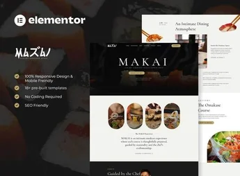 MAKAI – Luxury Omakase Sushi Experience Elementor Template Kit