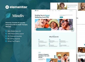 Mindiv – Mental Health Therapy Elementor Template Kit