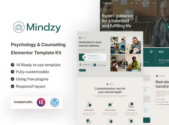 Mindzy – Psychology & Counseling Elementor Template Kit