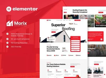 Morix – Roofing Services Elementor Pro Template Kit