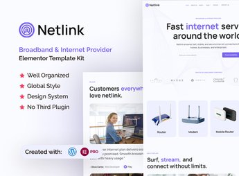Netlink – Broadband & Internet Provider Elementor Template Kit