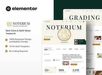 Noterium – Rare Coins & Bank Notes Elementor Template Kit