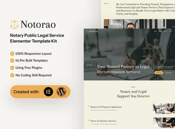 Notorao – Notary Public Legal Service Elementor Template Kit