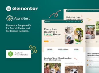PawsNest – Animal Shelter & Pet Rescue Elementor Template Kit