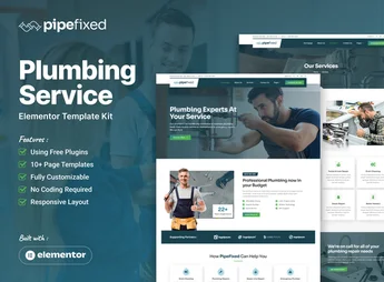 Pipefixed – Plumbing Service Elementor Template Kit