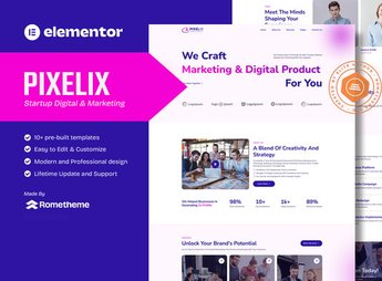 Pixelix – Startup Digital Agency Elementor Template Kit
