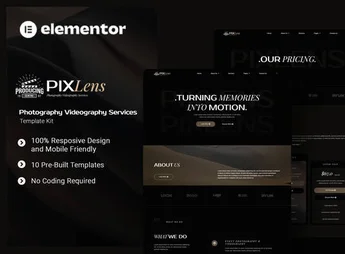 Pixlens – Photography Videography Services Elementor Template Kit