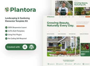 Plantora – Landscaping & Gardening Elementor Template Kit