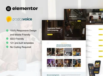 PodcaVoice – Podcaster & Streaming Elementor Template Kit