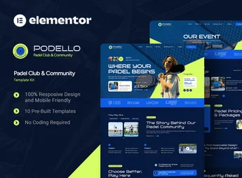 Podello – Padel Club & Community Elementor Template Kit