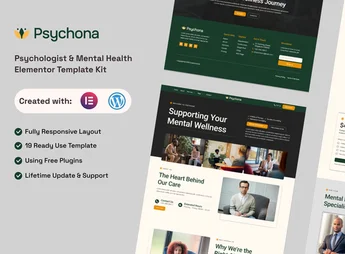 Psychona – Psychologist & Mental Health Elementor Template Kit