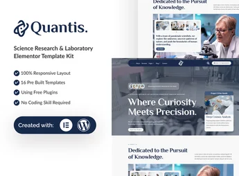 Quantis – Science Research & Laboratory Elementor Template Kit