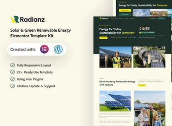 Radianz – Solar & Green Renewable Energy Elementor Template Kit