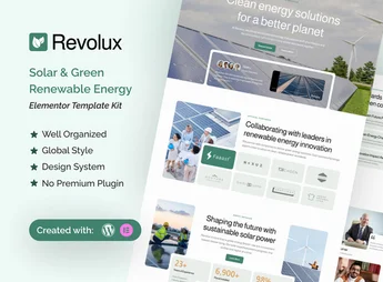 Revolux – Solar & Green Renewable Energy Elementor Template Kit