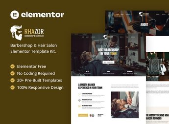 Rhazor – Barbershop & Hair Salon Elementor Template Kit