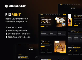 Rigrent – Heavy Equipment Rental Elementor Template Kit