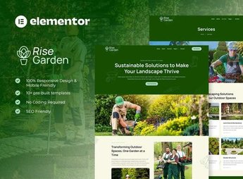 Risegarden – Landscape & Gardening Service Elementor Template Kit