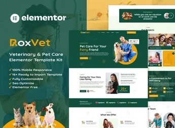 RoxVet – Veterinary & Pet Care Services Elementor Template Kit