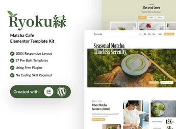 Ryoku – Matcha Cafe Elementor Template Kit