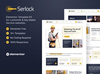 Serlock – Key Maker & Locksmith Service Elementor Template Kit