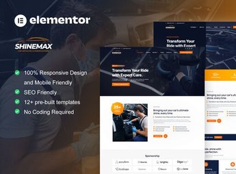 ShineMax – Car Detailing & Repair Services Elementor Pro Template Kit
