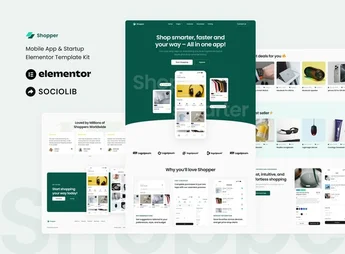 Shopper – Mobile App & Startup Showcase Elementor Template Kit