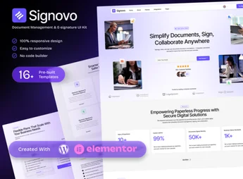 Signovo – Document Management & E-signature SaaS Platform Elementor Template Kit