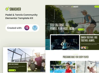 Smasher – Padel Tennis Community Elementor Template Kit