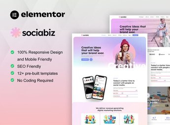 SociaBiz – Digital Marketing Agency Elementor Pro Template Kit