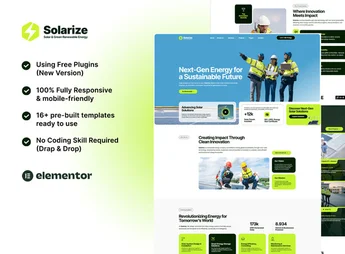 Solarize – Solar & Green Renewable Energy Elementor Template Kit