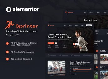 Sprinter – Running Club & Marathon Elementor Template Kit
