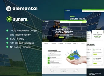 Sunara – Solar & Renewable Energy Elementor Pro Template Kit