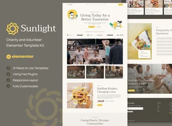 Sunlight – Charity and Volunteer Elementor Template Kit