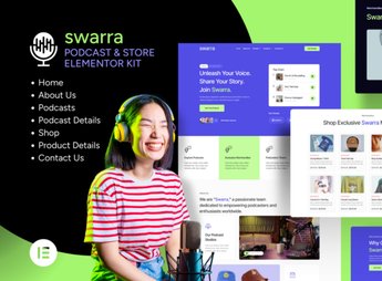Swarra – Podcast Streaming & Merchandise Store Template Kit