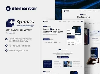 Synapse – Saas & Mobila App Website Elementor Template Kit