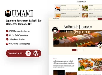 Umami – Japanese Restaurant & Sushi Bar Elementor Template Kit