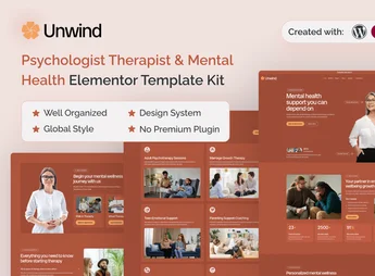 Unwind – Psychologist Therapist & Mental Health Elementor Template Kit