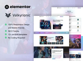 Valkyrionic – Esport Team & Gaming Elementor Pro Template Kit