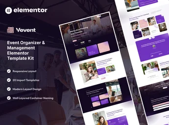 Vevent – Event Planner & Organizer Elementor Template Kit