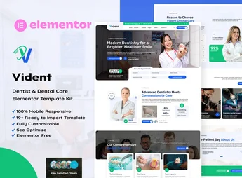 Vident – Dentist & Dental Care Elementor Template Kit