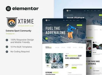 XTRME – Extreme Sport Community Elementor Template Kit