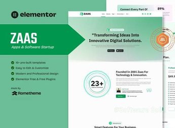 Zaas – Apps & Software Startup Elementor Template Kit