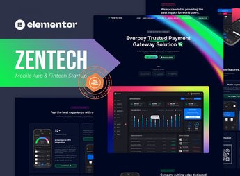 Zentech – Mobile App & Fintech Startup Elementor Template Kit