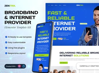 Zentrix – Broadband & Internet Provider Elementor Template Kit