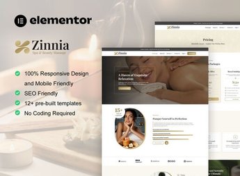 Zinnia – Spa & Beauty Care Elementor Pro Template Kit